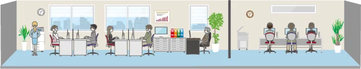 「顧客」「通話」「統計」、3つの 管理 を統合のイメージ